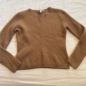 MaxMara Tan Ribbed cashmere Crew Neck Sweater